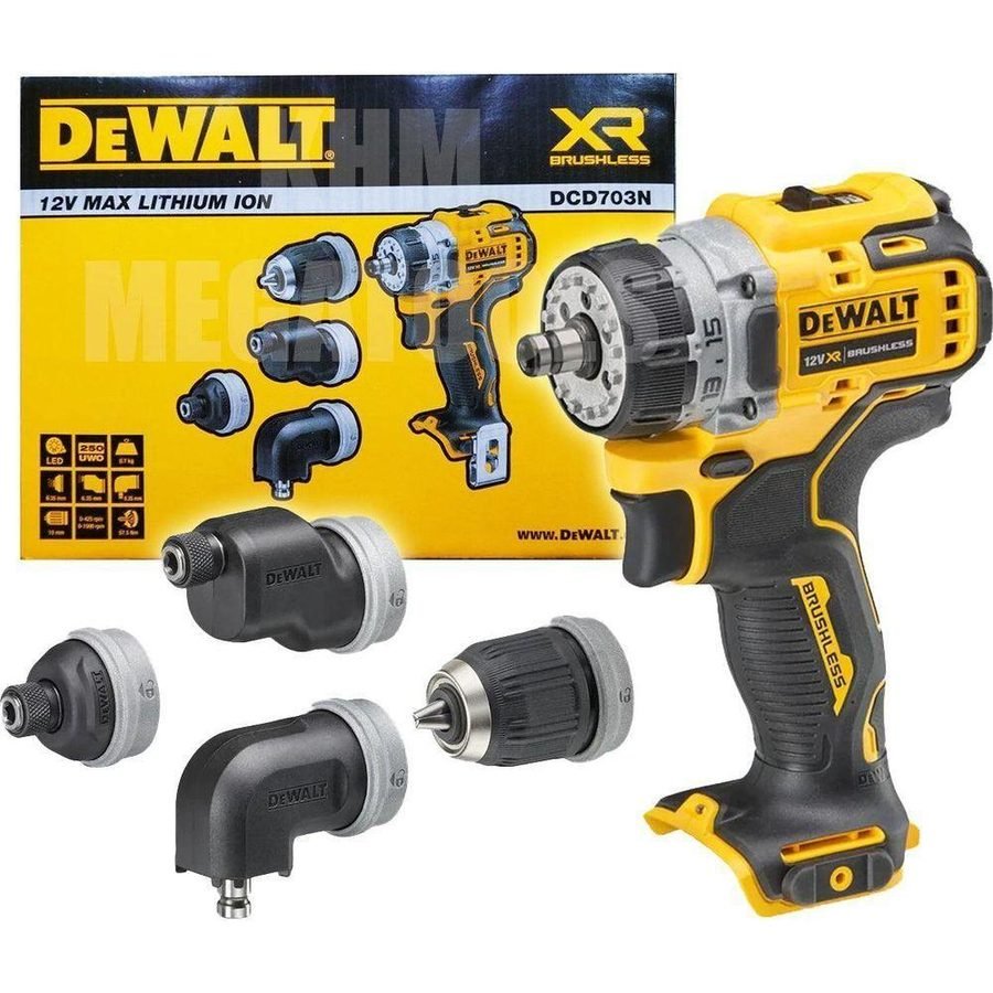 Dewalt DCD703N Brushless 12V Cordless Drill / Driver (5in1 Multi Head) [