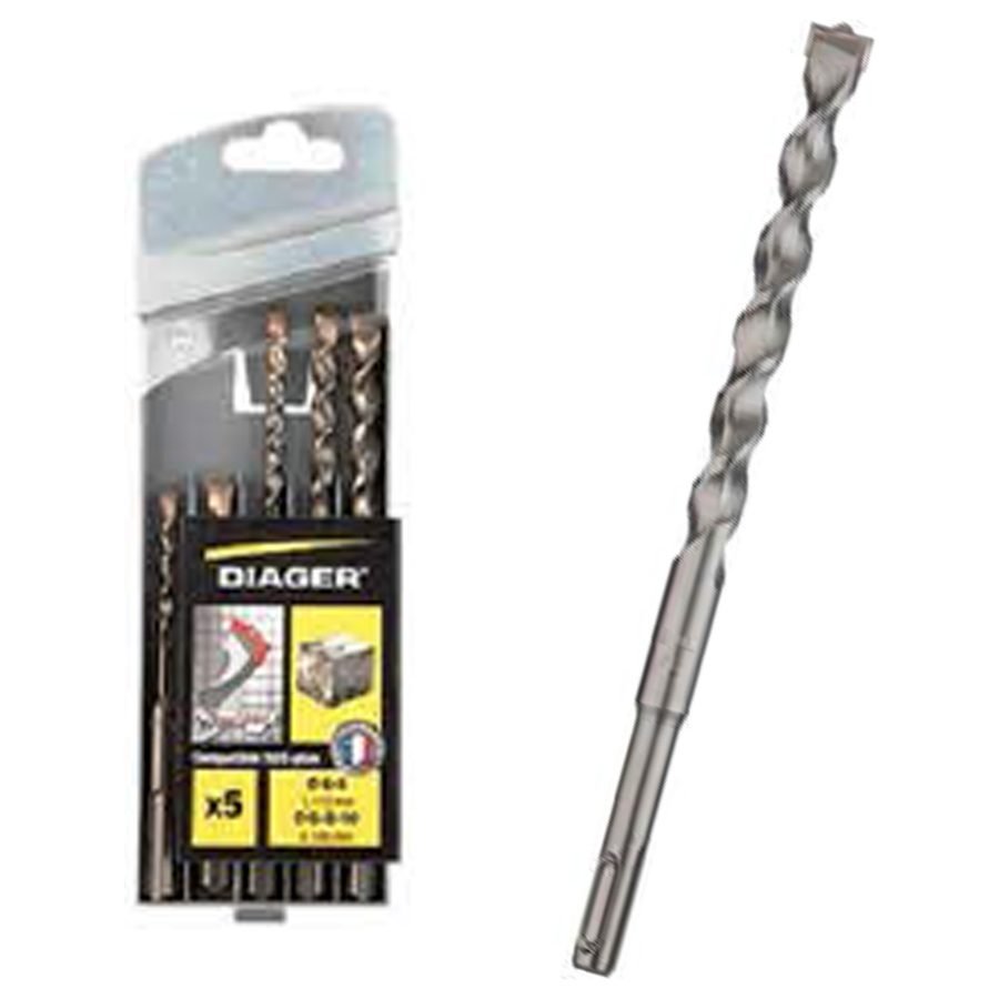 Diager Diager 136C Masonry Twister SDS-Plus Drill Bit Set 5 Pcs, Power Tools Rotary & Demolition — Southend Philippines