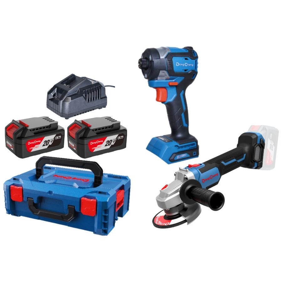 Dong Cheng DCKIT27EK Cordless BL Grinder And Impact Drill Combo Kit 20V, Power Tools Drills & Drivers — Southend Philippines