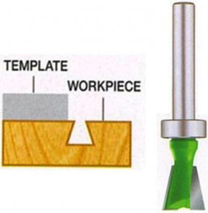EZ Cut Dovetail Pattern Bit With Upper Bearing 1/4" Shank