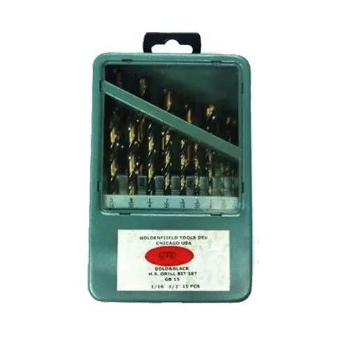 GTD GB15 Gold & Black Drill Bit Set ( 1/16-1/2) (Steel Case), Power Tools Drills & Drivers — Southend Philippines