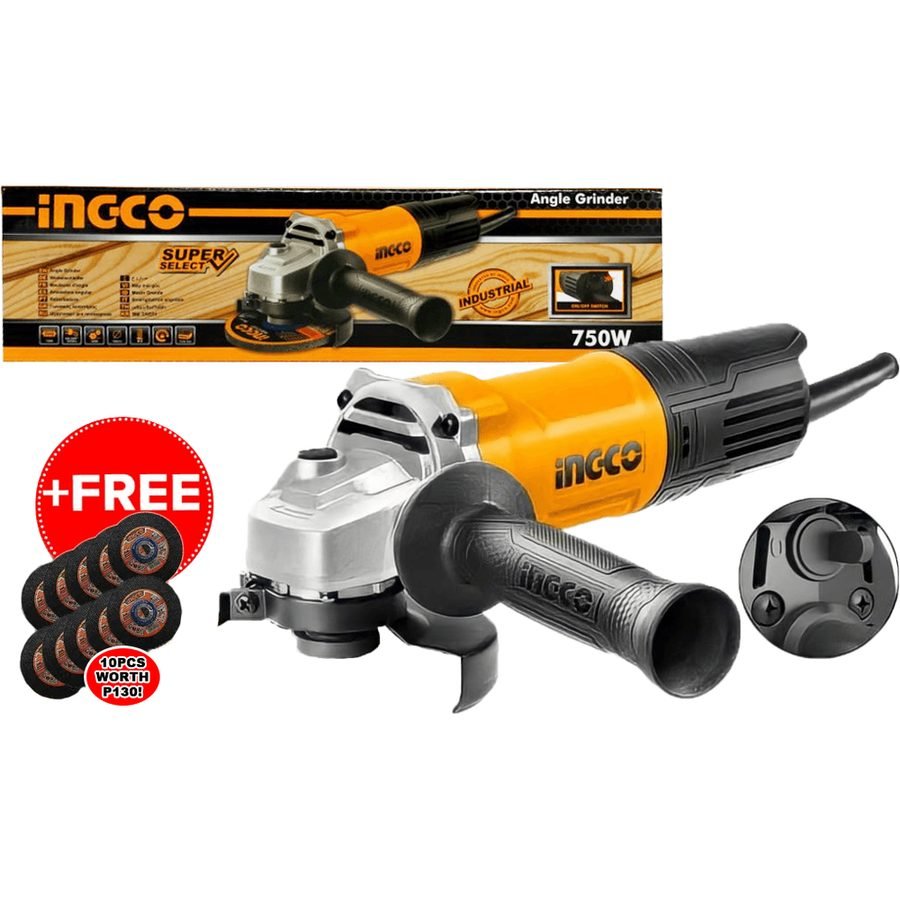 Ingco Ingco AG750162 / AG750282 Angle Grinder 4" 750W [SS], Power Tools Drills & Drivers — Southend Philippines