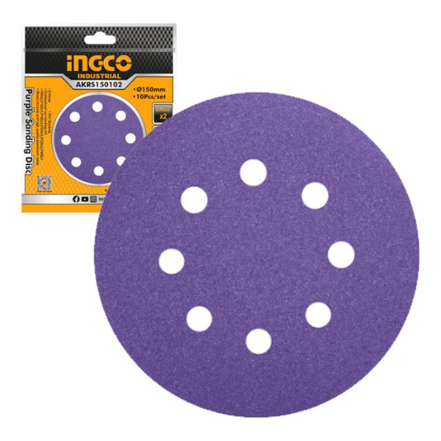 Ingco Ingco AKRS150102 Purple Sanding Sheet For Orbital Sander 150MM 10 Pcs, Power Tools Sanders — Southend Philippines
