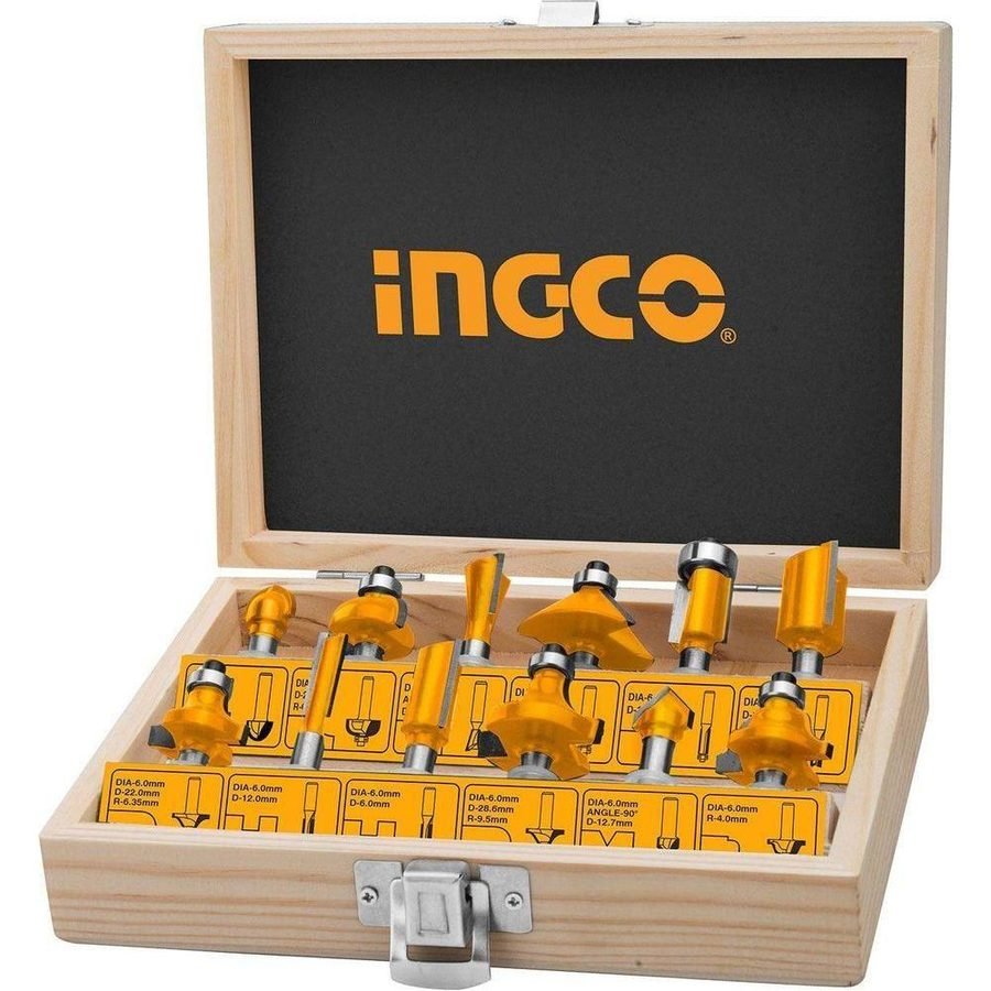 Ingco Ingco AKRT12141 12pcs Router Bits Set 1/4", Power Tools Routers & Planers — Southend Philippines