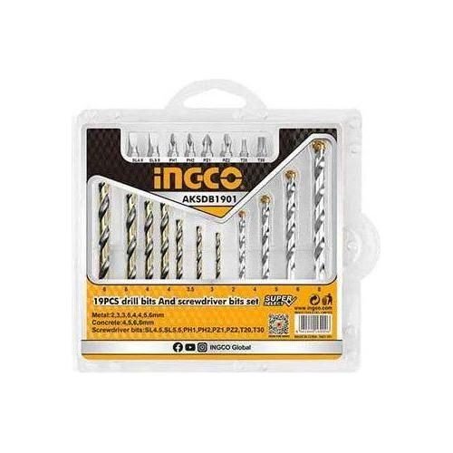 Ingco Ingco AKSDB1901 19pcs Drill Bits Screwdriver SS, Power Tools Drills & Drivers — Southend Philippines