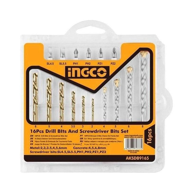 Ingco Ingco AKSDB9165 16pcs Drill Bits Set Screwdriver Bit Set, Power Tools Drills & Drivers — Southend Philippines