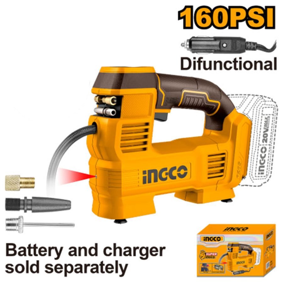 Ingco Ingco CACLI2012 Cordless Auto Air Compressor 20V (Bare), Power Tools Blowers & Vacuums — Southend Philippines