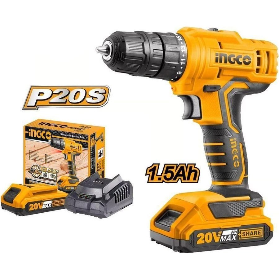Ingco Ingco CDLI20011 20V Cordless Li-Ion Cordless Drill 20V SS, Power Tools Drills & Drivers — Southend Philippines