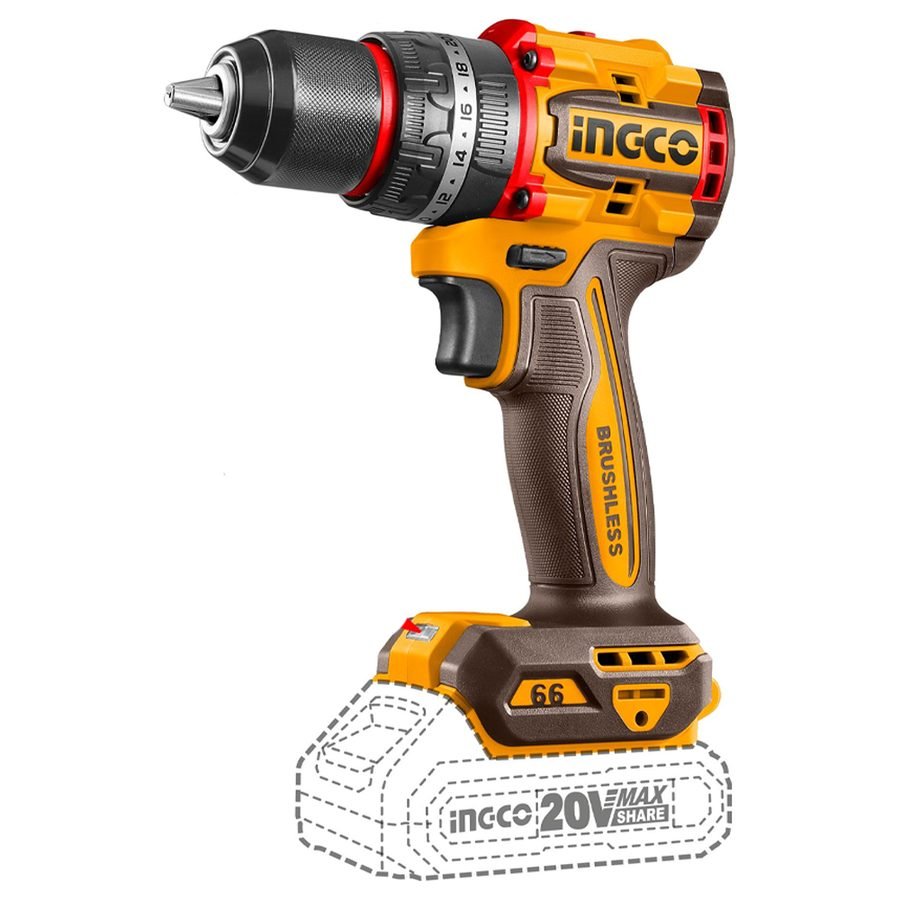 Ingco Ingco CIDLI206681 Cordless Li-Ion BL Impact Drill 20V (Bare), Power Tools Drills & Drivers — Southend Philippines