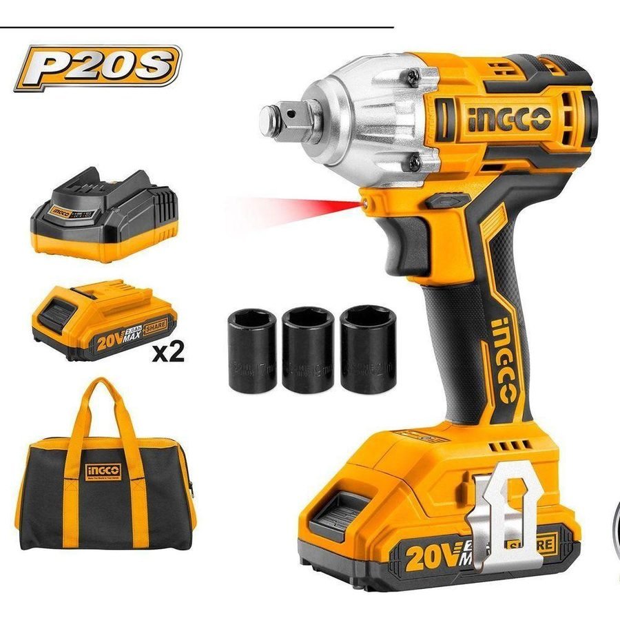 Ingco Ingco CIWLI2001 20V Cordless Li-Ion Impact Wrench 20V BL Motor, Power Tools Drills & Drivers — Southend Philippines