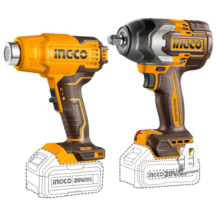 Ingco Ingco COSLI240489 Cordless Impact Wrench And Heat Gun 20V 4.0AH, Power Tools Drills & Drivers — Southend Philippines