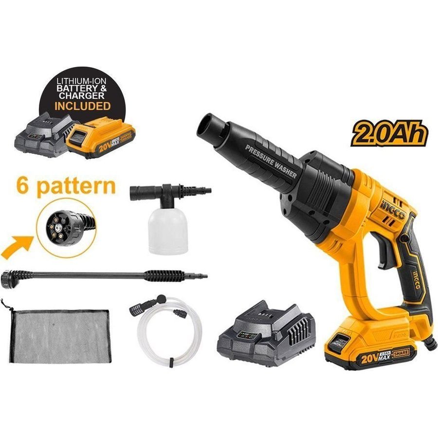 Ingco Ingco CPWLI20082P 20V Cordless Li-Ion High Pressure Washer 20V, Power Tools Batteries & Chargers — Southend Philippines