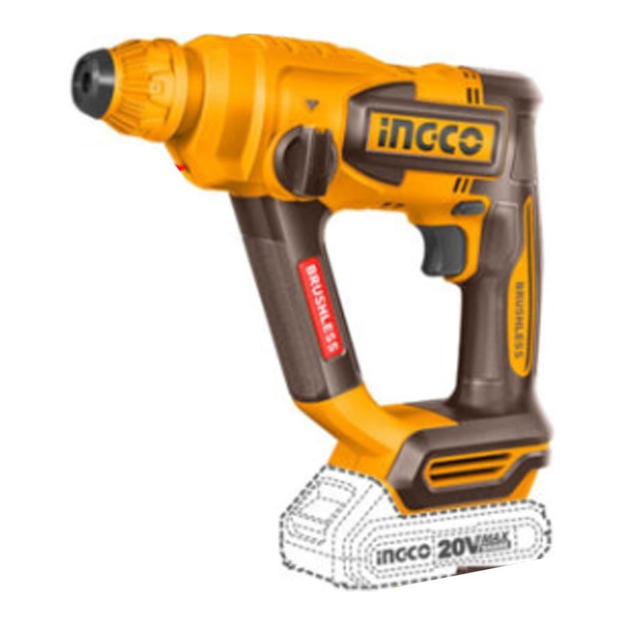 Ingco Ingco CRHLI20188 Cordless BL Li-Ion Rotary Hammer Drill 20V (Bare), Power Tools Rotary & Demolition — Southend Philippi
