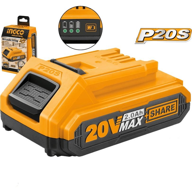 Ingco Ingco FBLI20011 20V Lithium Ion Battery 2.0Ah, Power Tools Batteries & Chargers — Southend Philippines