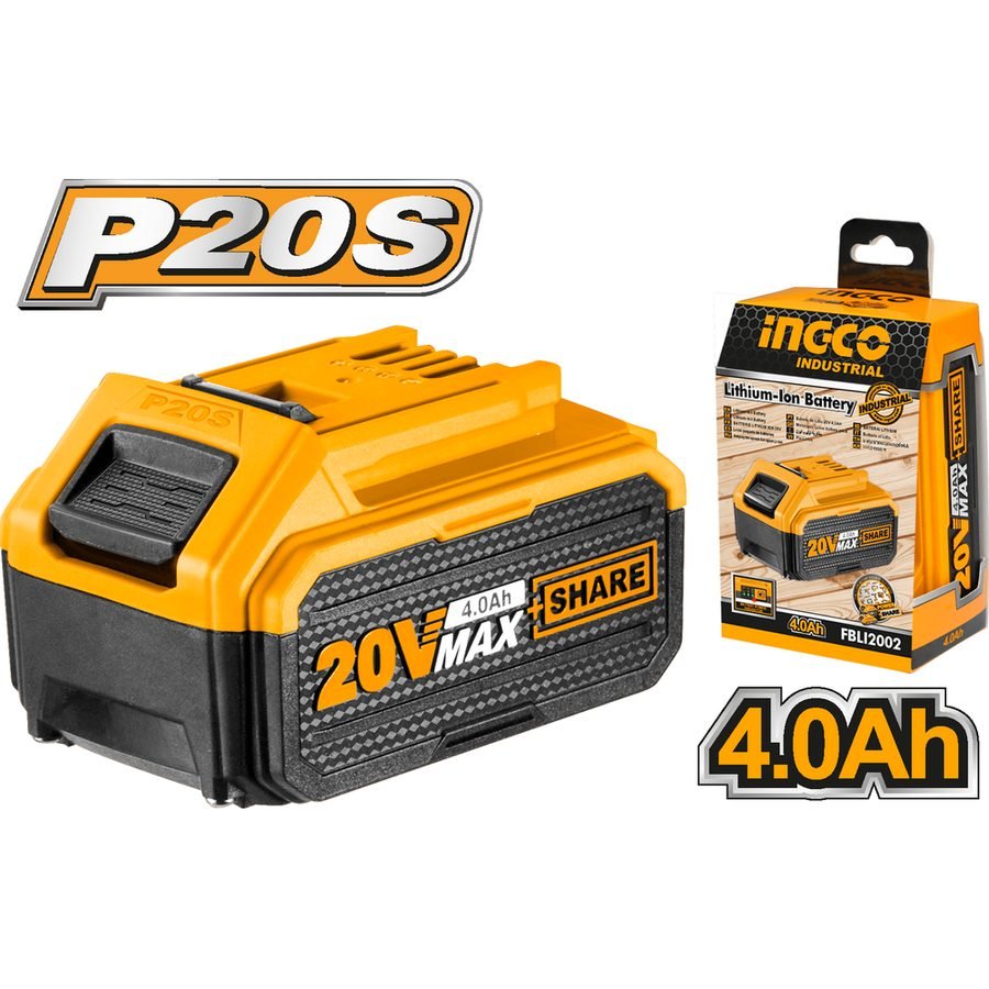 Ingco Ingco FBLI2002 20V Lithium Ion Battery 4.0Ah (P20S), Power Tools Batteries & Chargers — Southend Philippines