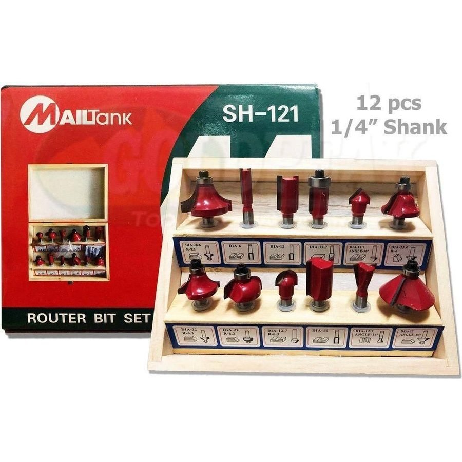Mailtank SH-121 Router Bit Set (12pcs), Power Tools Routers & Planers — Southend Philippines