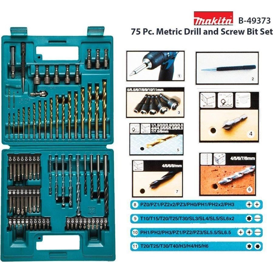 Makita Makita B-49373 75 Pc. Metric Drill And Screw Bit Set, Power Tools Bits, Blades & Discs — Southend Philippines