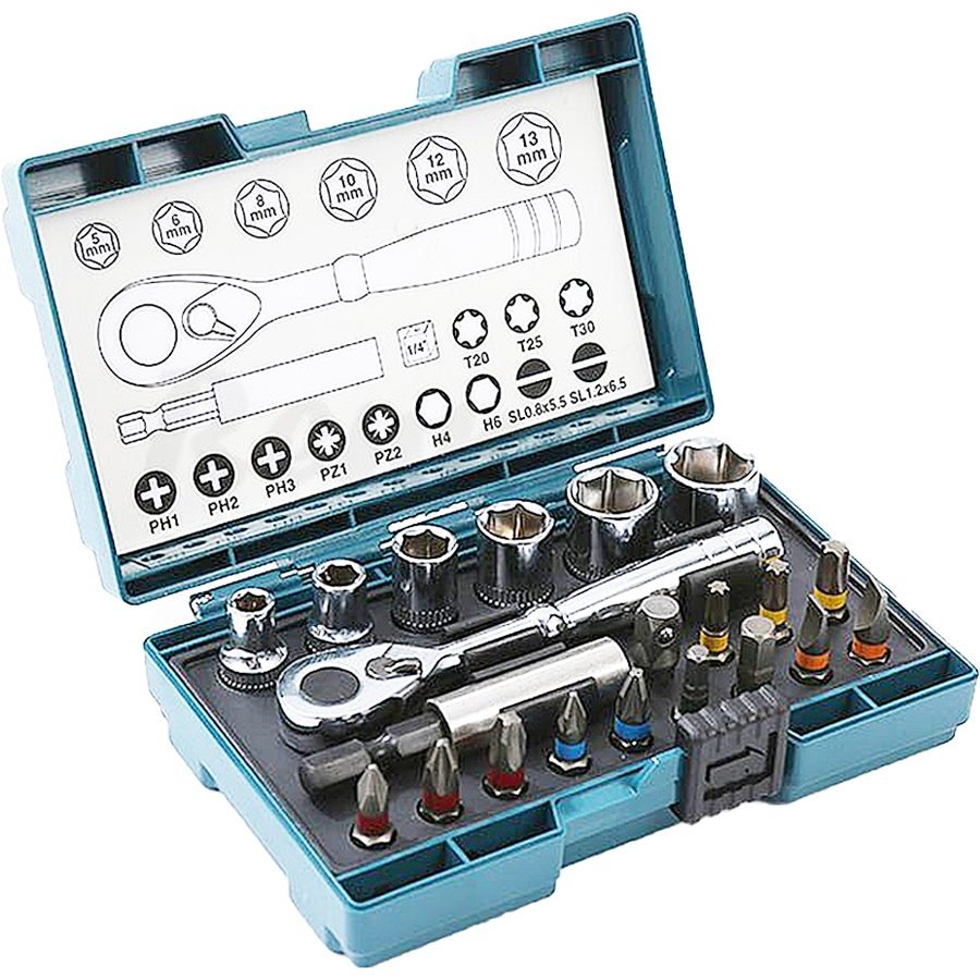 Makita Makita B-54081 Screw Bit & Socket Set With Ratchet Handle 21pcs, Power Tools Bits, Blades & Discs — Southend Philippin