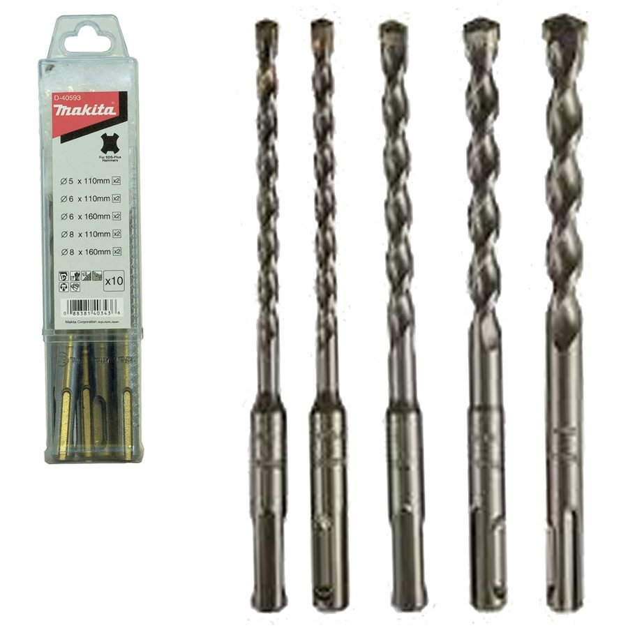 Makita D-40593 SDS-Plus Masonry Drill Bit Set 10Pcs