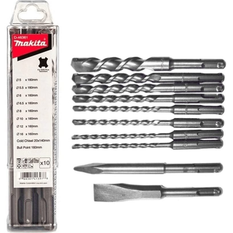 Makita D-46361 (10 Pcs) SDS-Plus Drill Bit Set