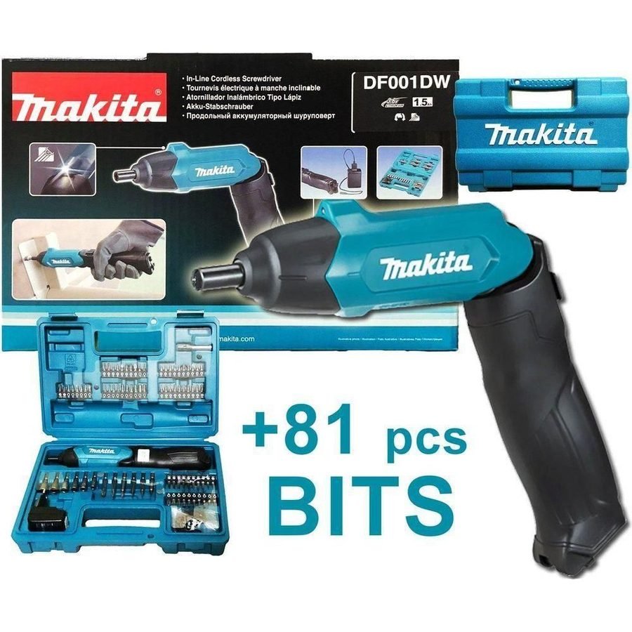 Makita Makita DF001DW 3.6V Li-Ion Cordless Screwdriver With Built-In Battery, Power Tools Batteries & Chargers — Southend Phi