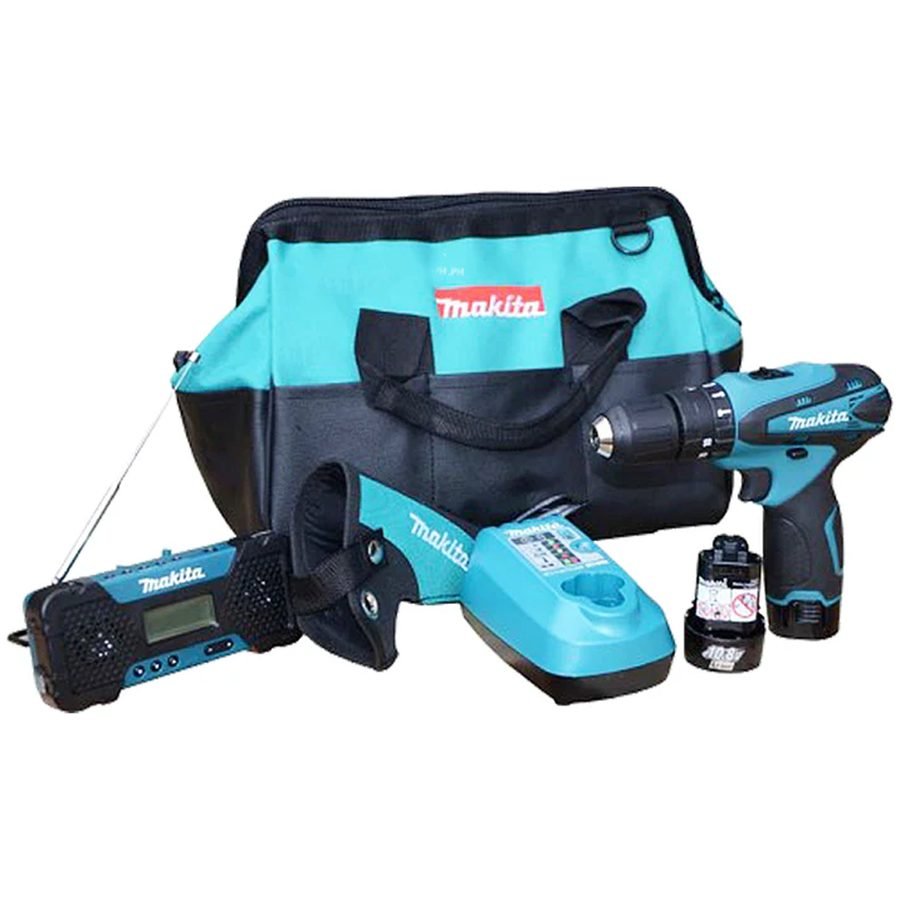 Makita DK1202 COMBO KIT HP330DZ / MR051 – AM-FM Radio / Cordless Hammer