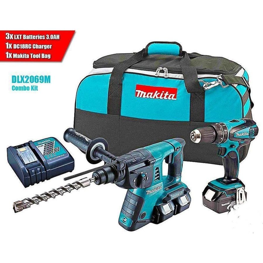 Makita Makita DLX2069M (LXT-Series) 18V Cordless Combo Kit (Rotary Hammer + Ham, Power Tools Drills & Drivers — Southend Phil
