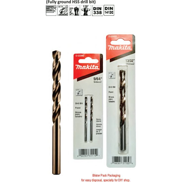 Makita Makita HSS-Co Metal Drill Bit (Cobalt) [Blister Pack], Power Tools Bits, Blades & Discs — Southend Philippines