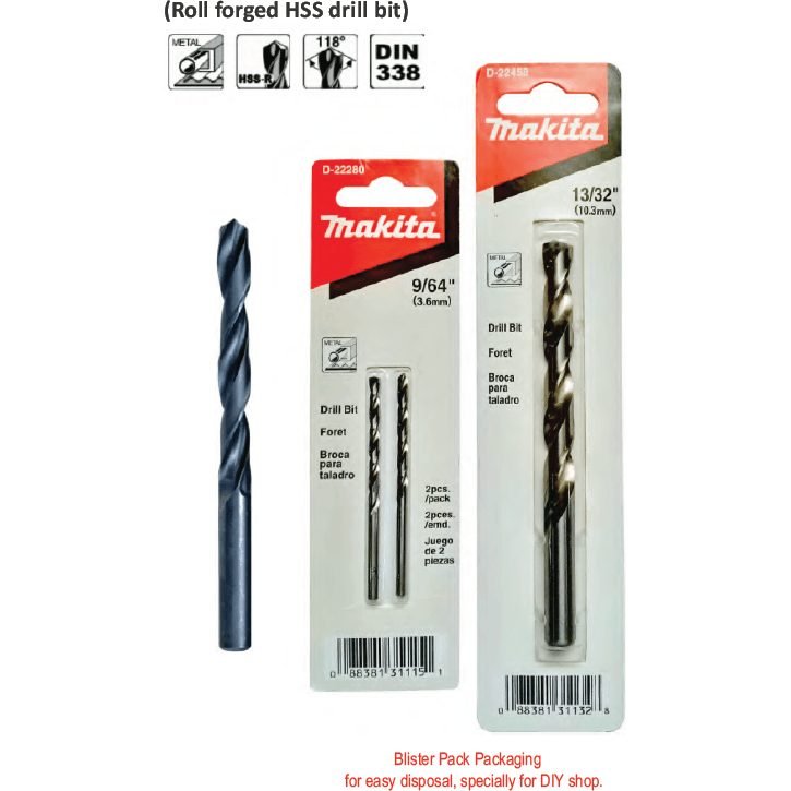 Makita Makita HSS-R Metal Drill Bit (Blister Pack), Power Tools Drills & Drivers — Southend Philippines