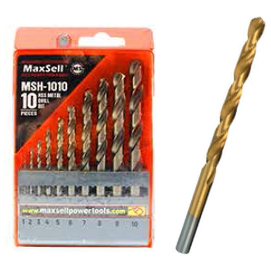 MaxSell Maxsell MSH-1010 HSS Titanium Drill Bit Set 10 Pcs, Power Tools Drills & Drivers — Southend Philippines