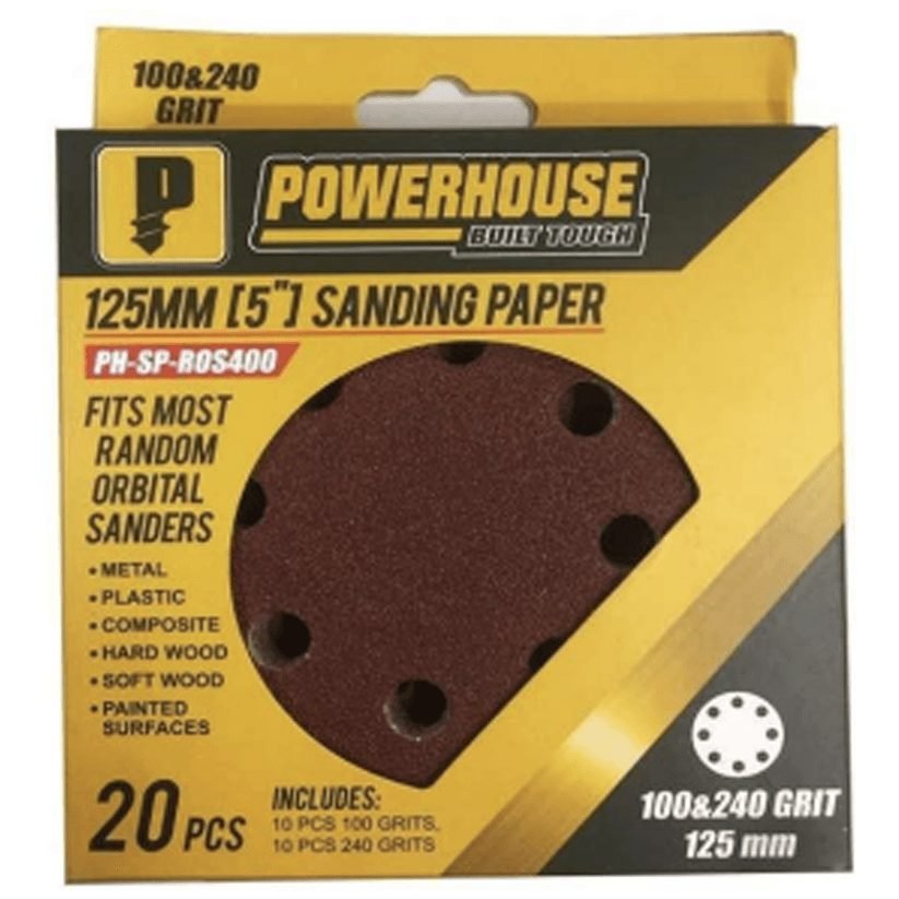 Powerhouse Powerhouse Sanding Paper For Random Orbital Sander 125MM, Power Tools Bits, Blades & Discs — Southend Philippines