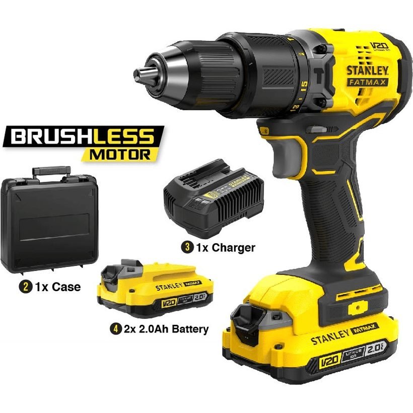 Stanley Stanley SBD715D2K 20V Cordless Brushless Hammer Drill 13mm, Power Tools Drills & Drivers — Southend Philippines