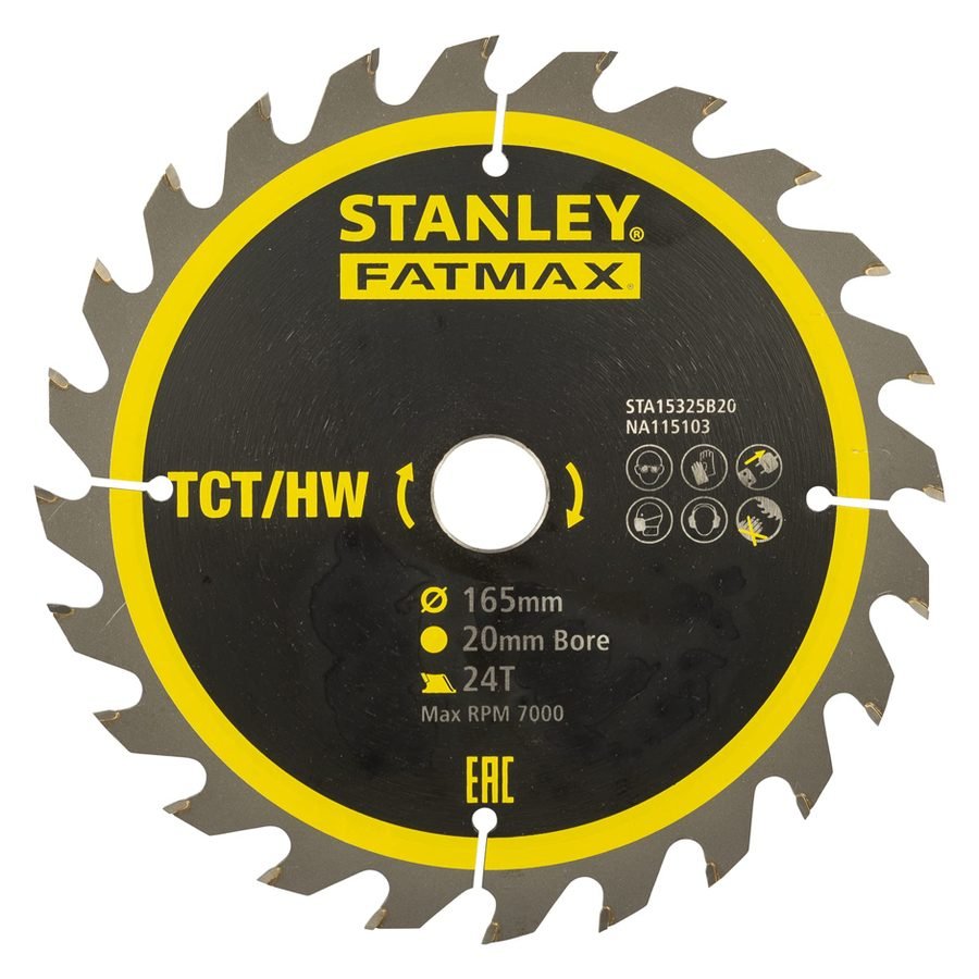 Stanley Stanley STA15325B20 Circular Saw Blade 6-1/2x24T, Power Tools Saws & Cutters — Southend Philippines