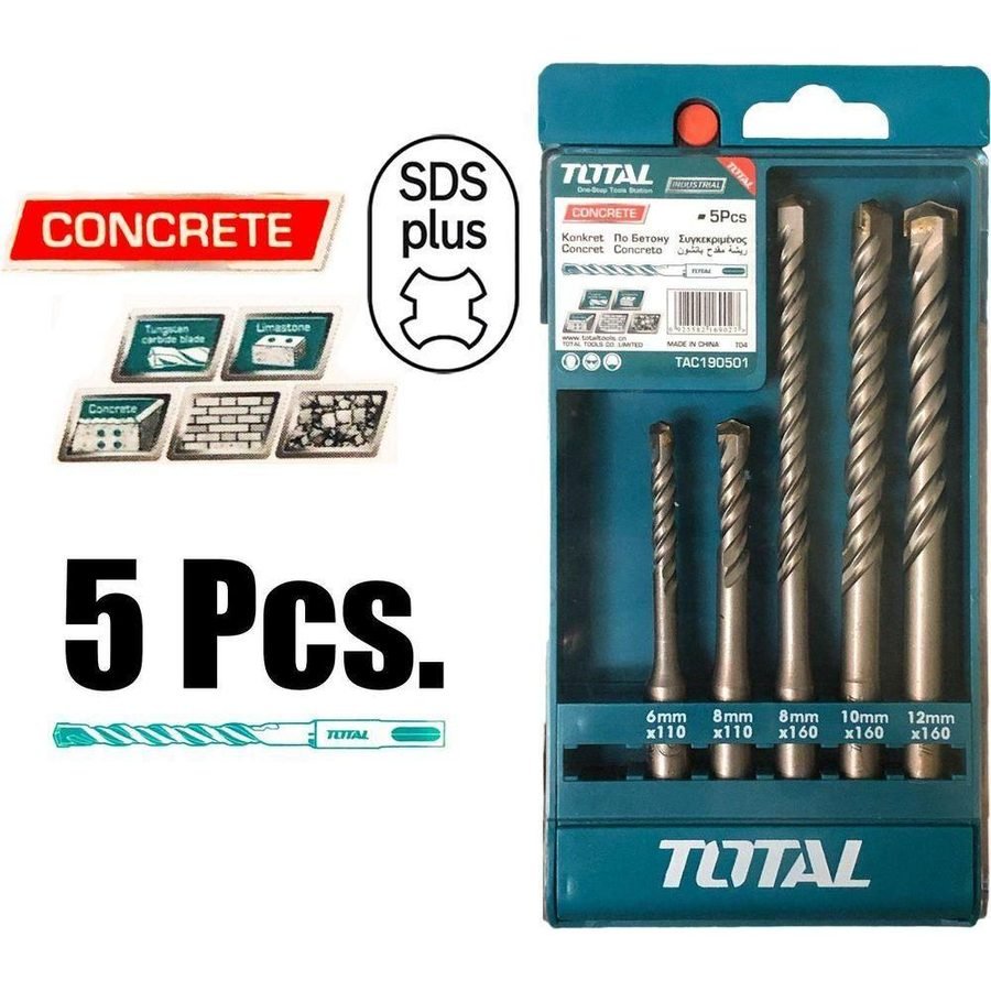 Total Total TAC190501 SDS-Plus Drill Bit Set, Power Tools Bits, Blades & Discs — Southend Philippines