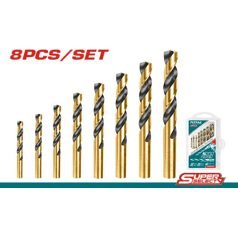Total TACSD0801 8pcs HSS Twist Drill Bit Set