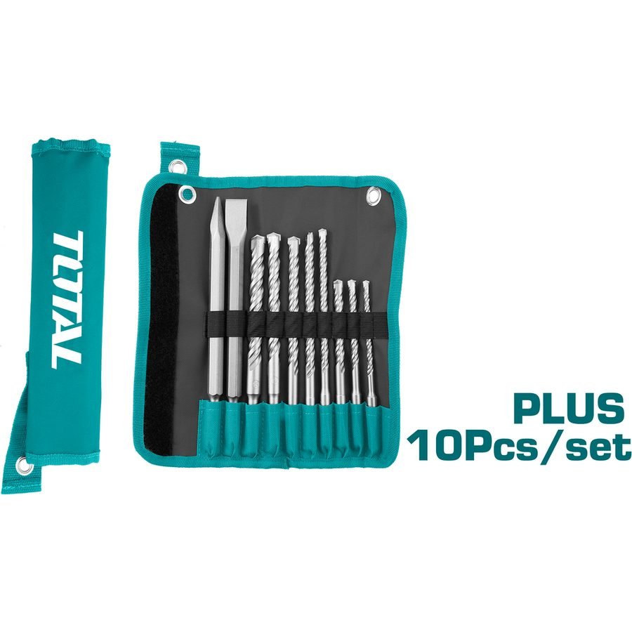 Total Total TACSD19101 10pcs SDS-Plus Chisel And Drill Bits Set, Power Tools Rotary & Demolition — Southend Philippines