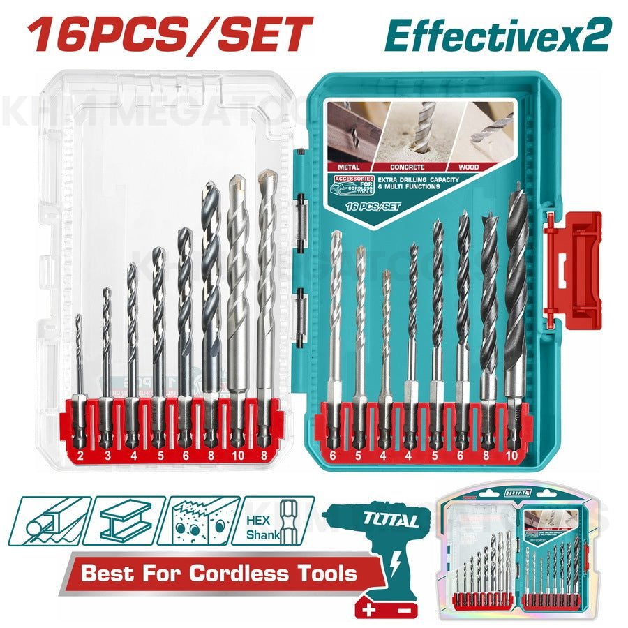 Total Total TACSDL11608 16pcs Mixed Drill Bit Set, Power Tools Drills & Drivers — Southend Philippines