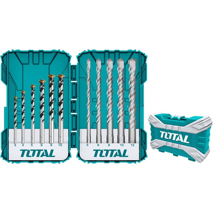 Total Total TACSDL31101 11pcs Mixed Masonry Drill Bit (SDS-Plus & Straight Con, Power Tools Bits, Blades & Discs — Southend P