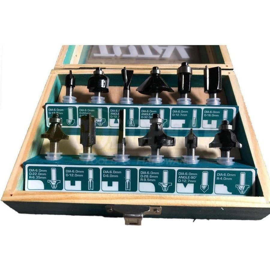 Total Total TACSR0121 Router Bit Set 6mm Shank (12pcs), Power Tools Routers & Planers — Southend Philippines