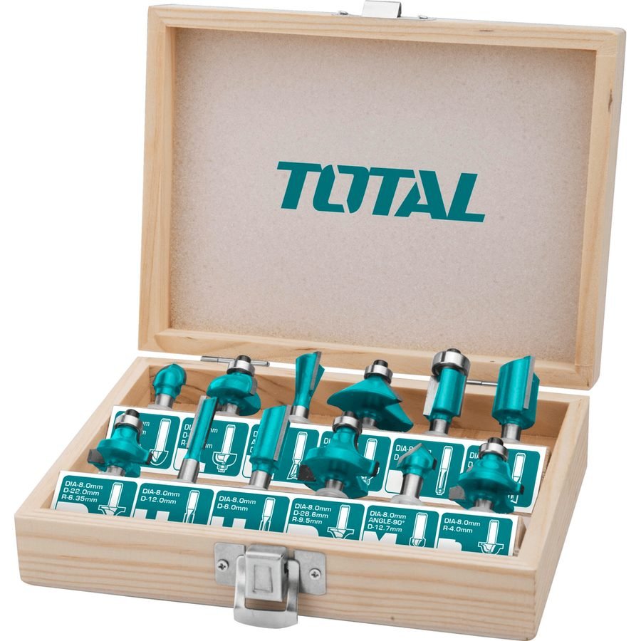 Total Total TACSR2121 Router Bit Set 12mm Shank (12pcs), Power Tools Bits, Blades & Discs — Southend Philippines