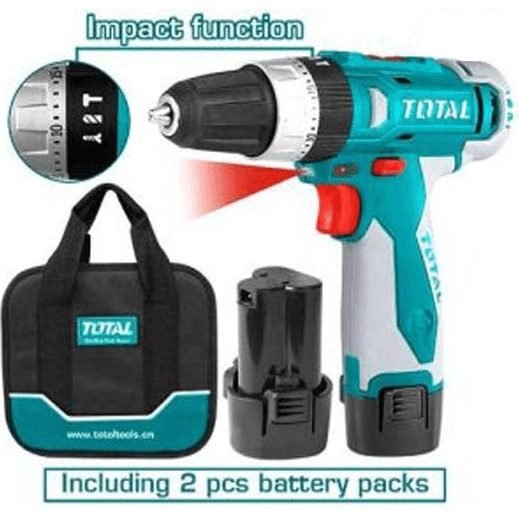 Total Total TDLI228120 12V Cordless Impact Drill / Hammer Drill, Power Tools Drills & Drivers — Southend Philippines