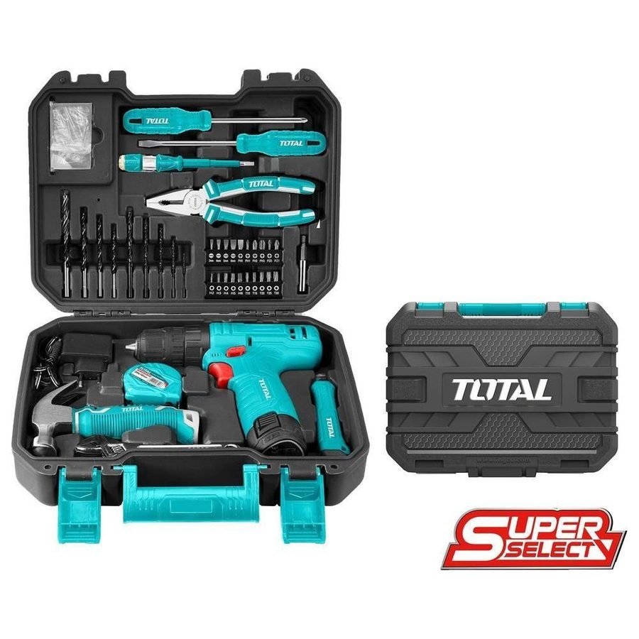 Total Total THKTHP10812 12V Cordless Drill + Hand Tools Set (81 Pcs Household, Power Tools Drills & Drivers — Southend Philip