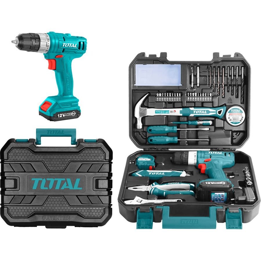 Total Total THKTHP11272 12V Cordless Drill + Hand Tools ( 127pcs Household Too, Power Tools Drills & Drivers — Southend Phili