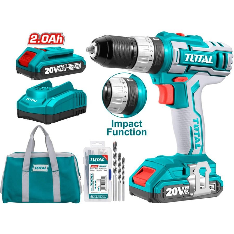 Total Total TIDLI2002 20V Cordless Hammer Drill, Power Tools Rotary & Demolition Hammers — Southend Philippines