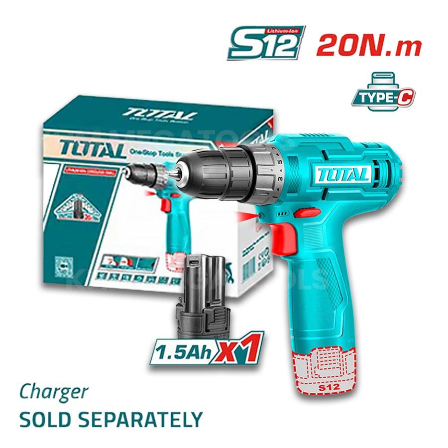 Total Total TDLI12428 Cordless Drill 12V Type-C, Power Tools Drills & Drivers — Southend Philippines