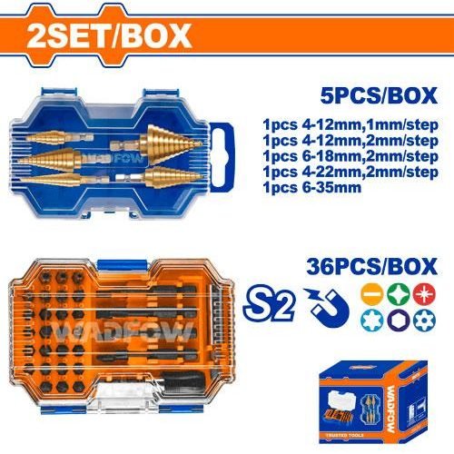 Wadfow Wadfow WJD0371 Step Drill Bits & Impact Screwdriver Bits Combo Set, Power Tools Drills & Drivers — Southend Philippine