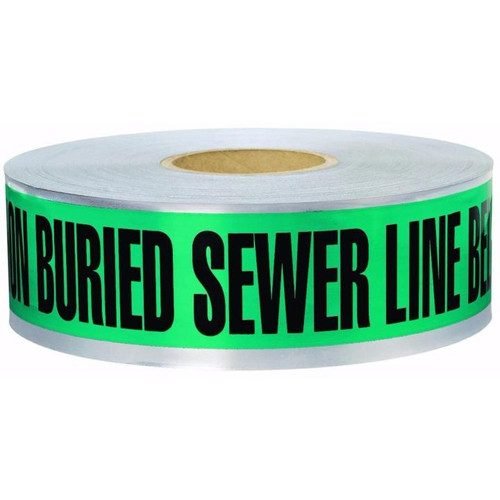 3X1000FT Green Detectable Tape Caution Buried Sewer Line Below