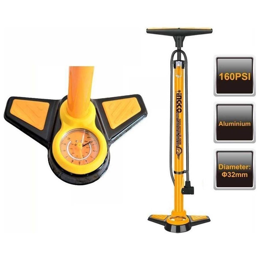 Ingco MPP3201 Tire Hand Pump Inflator (Anti-Slip Foot Pad) 160 Psi