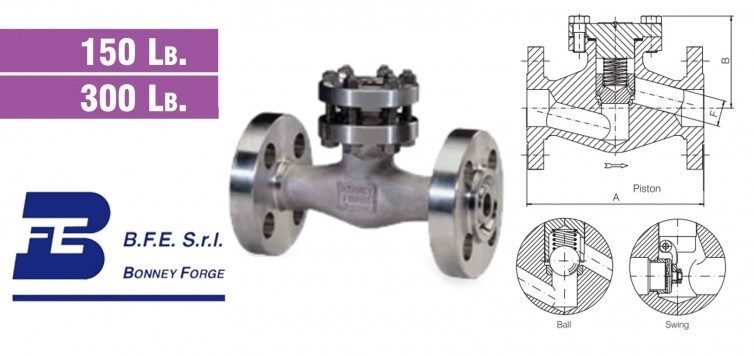 Bonney Forge Check Valve Type- Bolted Bonnet- 150 Lb. & 300 Lb. Valves