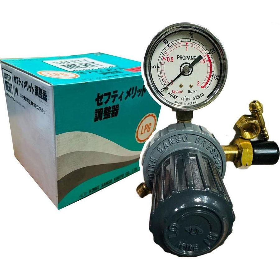 Koike Koike SG-L3 Safety Gold Pipe Line Gas Pressure LPG / Propane Regulator, Welding Supplies Regulators & Gauges — Southend